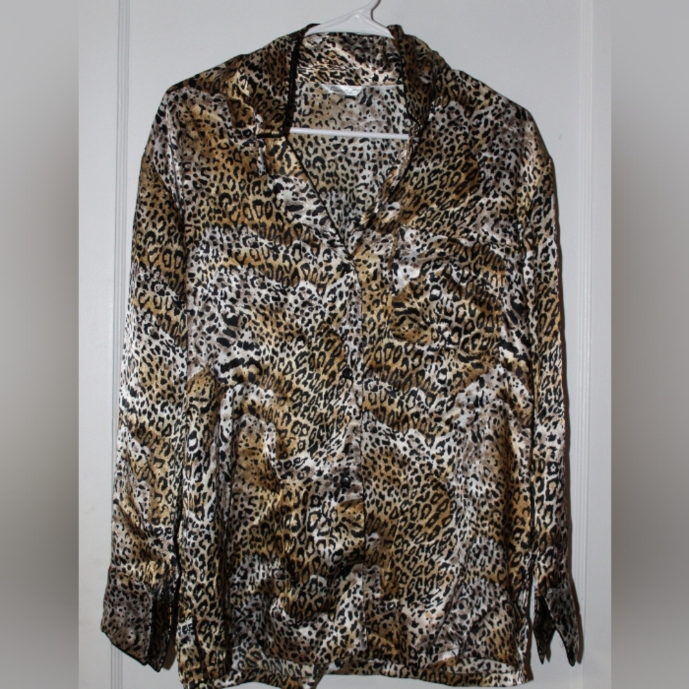 Secret Treasures Silk Sleep Top Cheetah Print Size XL